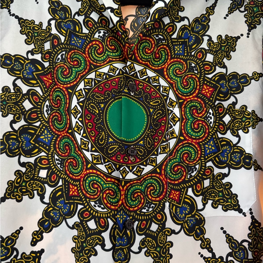 Colorful Patterned Button-Up Shirt - Picture 7 of 11